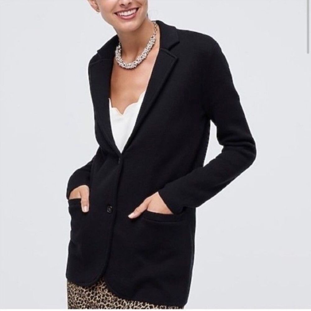 Black Women's Single-Button Knit Blazer Jacket